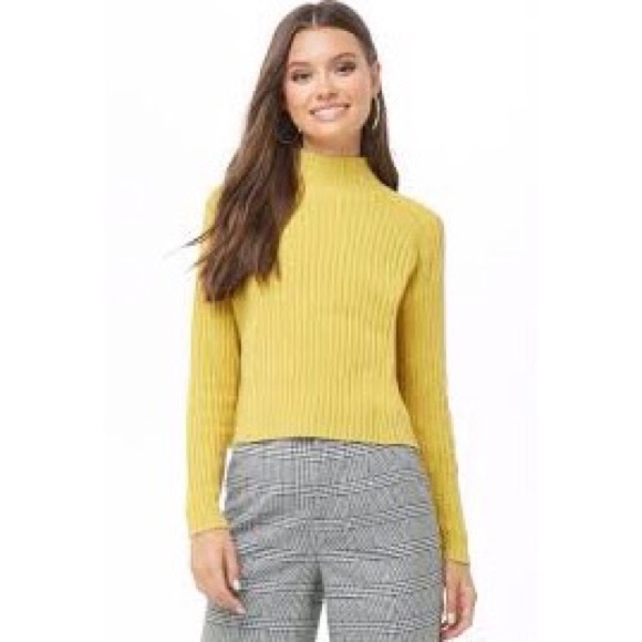 Sweaters - BOGOFREE!! Mustard Yellow Ribbed Mock Neck Sweater